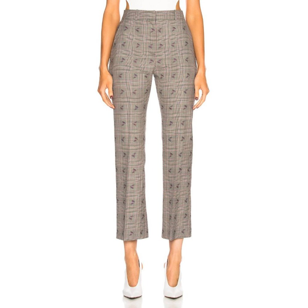 Altuzarra AW/18 Adler Floral-Embroidered Prince of Wales Check Trousers